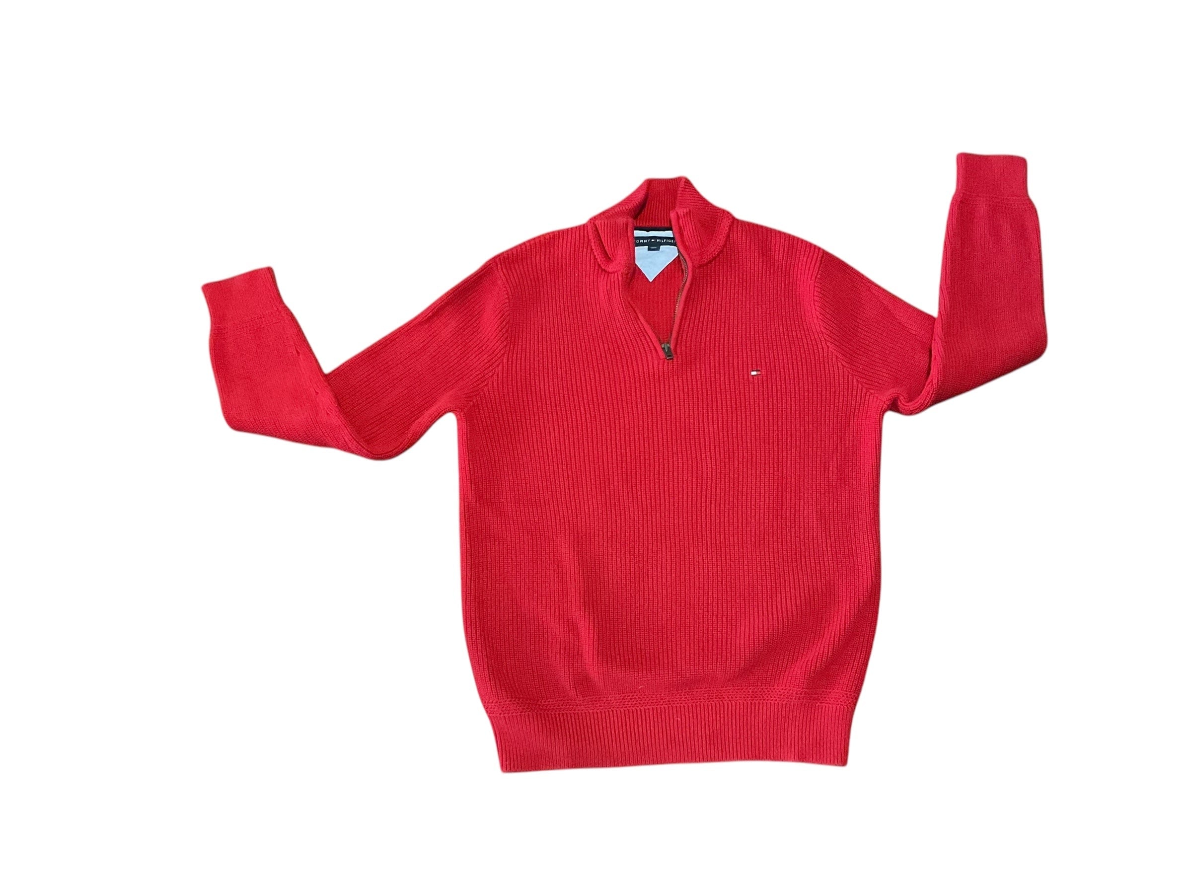 Tommy Hilfiger Red 1/4-Zip Sweater Size Large